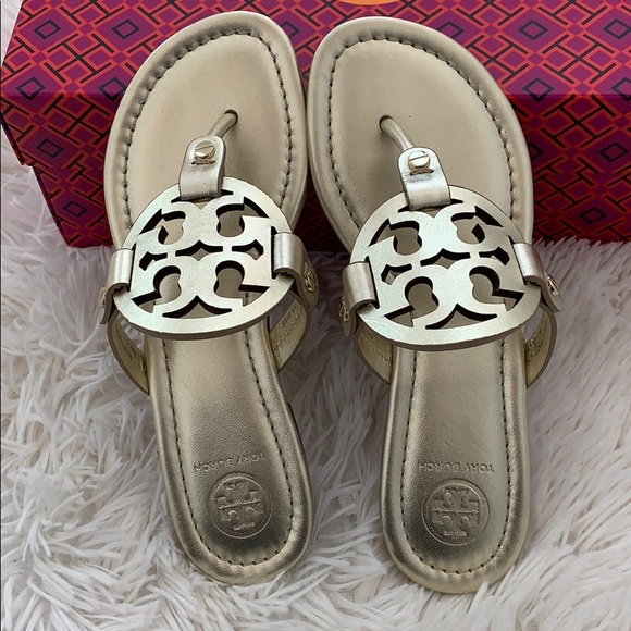 Authentic Tory Burch Miller sandals spark gold - Picture 4 of 8